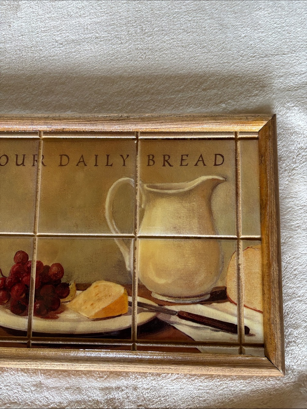 'Give Us This Day Our Daily Bread' Framed Tile Art - Neutral Tones - Picture 6 of 7